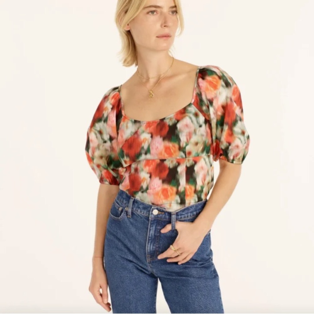 J. Crew x Liberty Square Neck Top in Hazy Days Floral